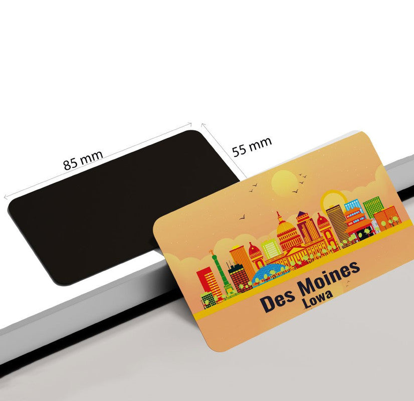 dhcrafts Rectangular Rubber Fridge Magnet / Magnetic Card Orange Lowa Des Moines Design Pack of 1 (8.6cm x 5.4cm)